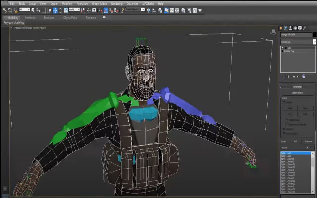 Skinning to rig a 3D Model